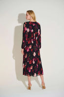 Pleated Chiffon Floral Dress - Black/multi