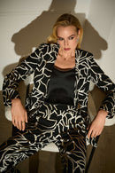 Signature Foiled Floral Blazer - Black/vanilla