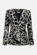 Signature Foiled Floral Blazer - Black/vanilla