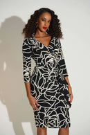 Signature Floral Sheath Dress - Black/vanilla