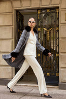 Plaid Jacquard Coat - Black/white