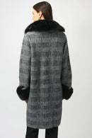 Plaid Jacquard Coat - Black/white