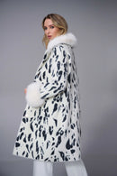 Animal Jacquard Coat - Winter White/black