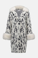 Animal Jacquard Coat - Winter White/black