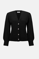 Puff Sleeves Cardigan - Black
