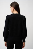 Puff Sleeves Cardigan - Black