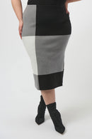 Jacquard Colour Block Skirt - Black/grey/vanilla