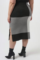 Jacquard Colour Block Skirt - Black/grey/vanilla