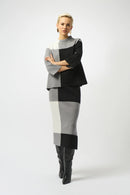 Jacquard Colour Block Skirt - Black/grey/vanilla