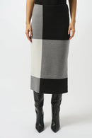 Jacquard Colour Block Skirt - Black/grey/vanilla