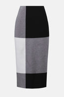 Jacquard Colour Block Skirt - Black/grey/vanilla