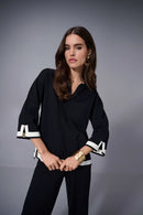 Colour Block Top - Black/vanilla