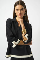 Colour Block Top - Black/vanilla