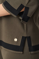 Sweater Colour Block Top - Avocado/black