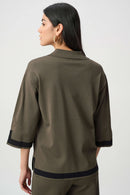 Sweater Colour Block Top - Avocado/black