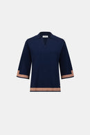Sweater Colour Block Top - Indigo/camel