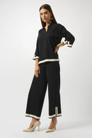 Colour Block Culotte Trouser - Black/vanilla