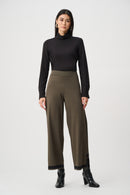 Colourblock Culotte Trouser - Avocado/black