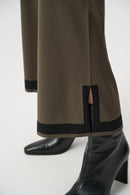 Colourblock Culotte Trouser - Avocado/black