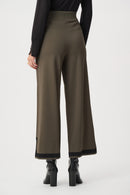 Colourblock Culotte Trouser - Avocado/black