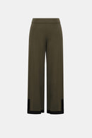 Colourblock Culotte Trouser - Avocado/black