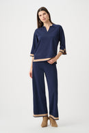 Colourblock Culotte Trouser - Indigo/camel
