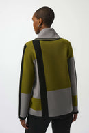 Jacquard Colour Block Jumper - Black/artichoke/grey