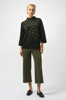 Jacquard Animal Print Jumper - Black/avocado