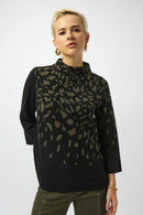 Jacquard Animal Print Jumper - Black/avocado