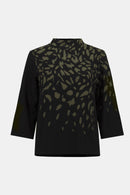 Jacquard Animal Print Jumper - Black/avocado
