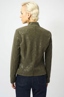 Foiled Faux Suede Jacket - Avocado