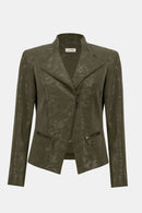 Foiled Faux Suede Jacket - Avocado