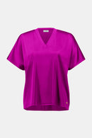 Rib Trim Satin Boxy Top - Cosmos