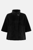 Faux Fur Suede Jacket - Black