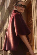 Faux Fur Suede Jacket - Merlot