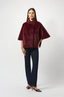 Faux Fur Suede Jacket - Merlot