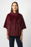 Faux Fur Suede Jacket - Merlot