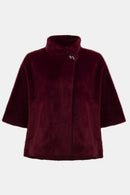 Faux Fur Suede Jacket - Merlot