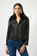 Faux Fur Collar Jacket - Black