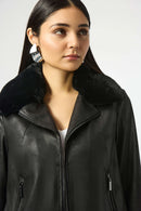 Faux Fur Collar Jacket - Black