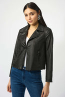 Faux Fur Collar Jacket - Black