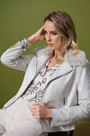 Faux Fur Collar Jacket - Moonstone