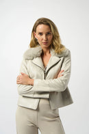 Faux Fur Collar Jacket - Moonstone