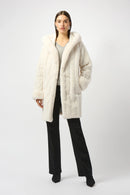 Faux Fur Reversible Hooded Coat - Vanilla