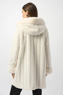 Faux Fur Reversible Hooded Coat - Vanilla