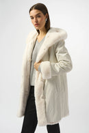 Faux Fur Reversible Hooded Coat - Vanilla