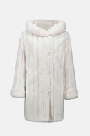 Faux Fur Reversible Hooded Coat - Vanilla