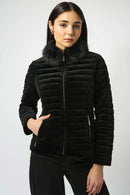 Velvet Puffer Jacket - Black