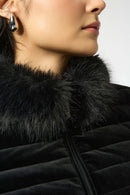 Velvet Puffer Jacket - Black