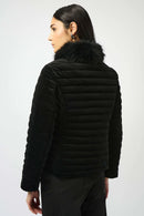 Velvet Puffer Jacket - Black
